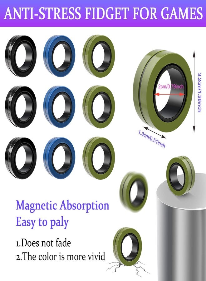 Cevioce 9 PCS Magnetic Ring Fidget Toys Set,ADHD Anxiety Magnetic Finger Spinner Pack for Adults and Teens,Kids Coolest Magnet Stress Relief Toy for 8+ Year Old Boys Girls Present - Image 3